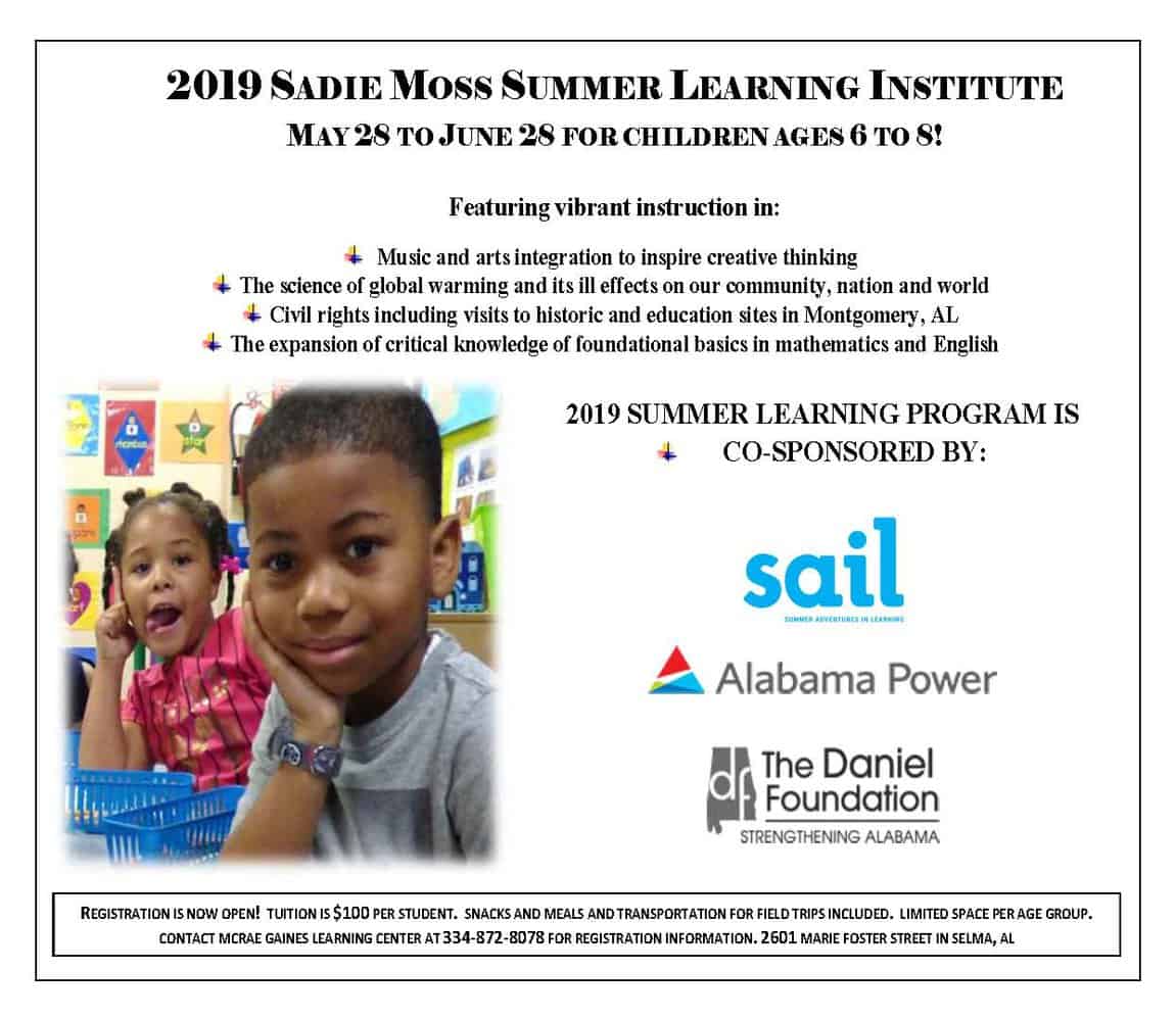 Sadie Moss Summer Learning Flyer sdh