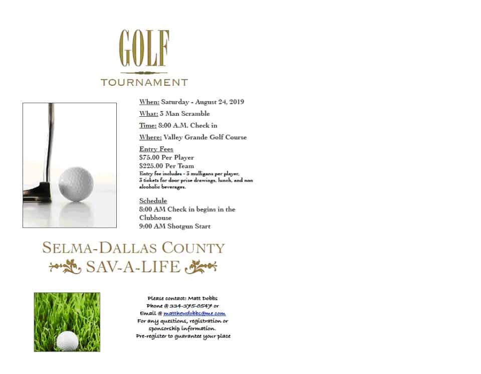 Sav A Life Golf Tournamment Flyer